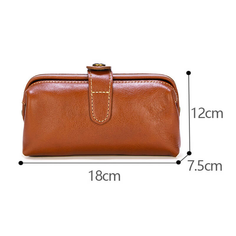 Damen Clutch Leder mit Metallrahmen Handtasche in 4 Farben