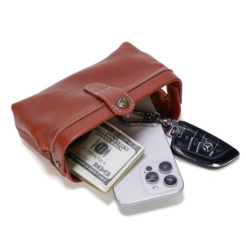 Damen Clutch Leder mit Metallrahmen Handtasche in 4 Farben