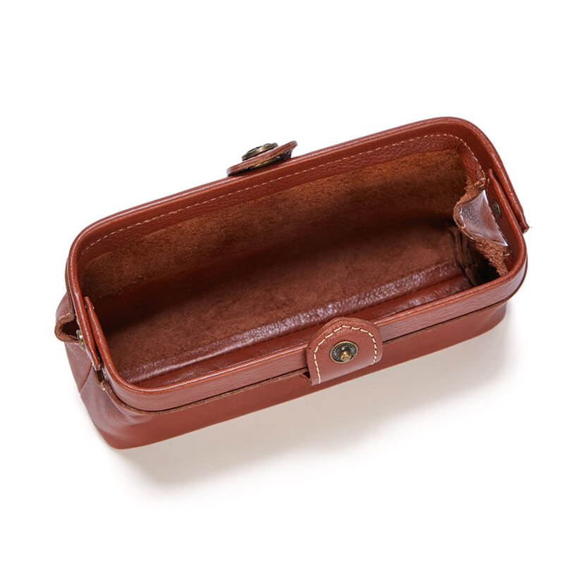Damen Clutch Leder mit Metallrahmen Handtasche in 4 Farben