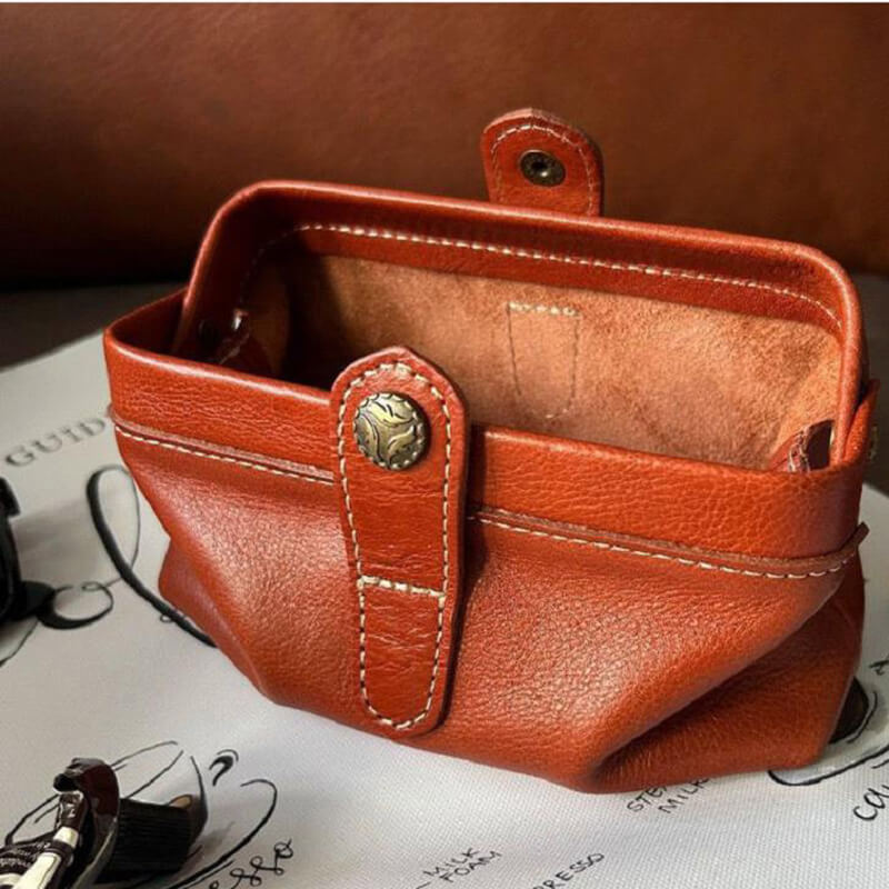 Damen Clutch Leder mit Metallrahmen Handtasche in 4 Farben
