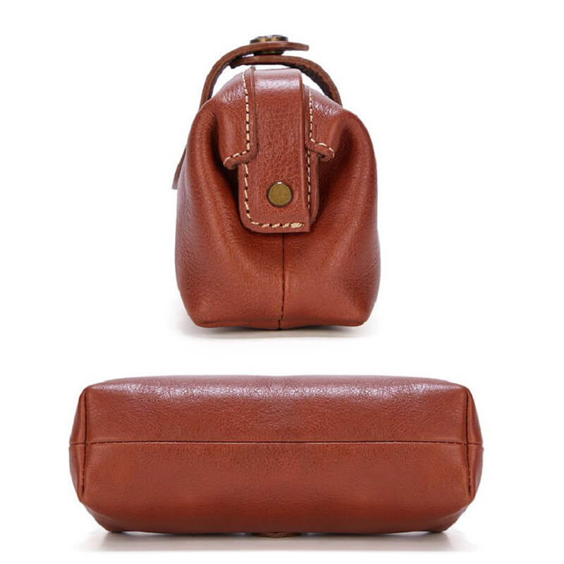 Damen Clutch Leder mit Metallrahmen Handtasche in 4 Farben