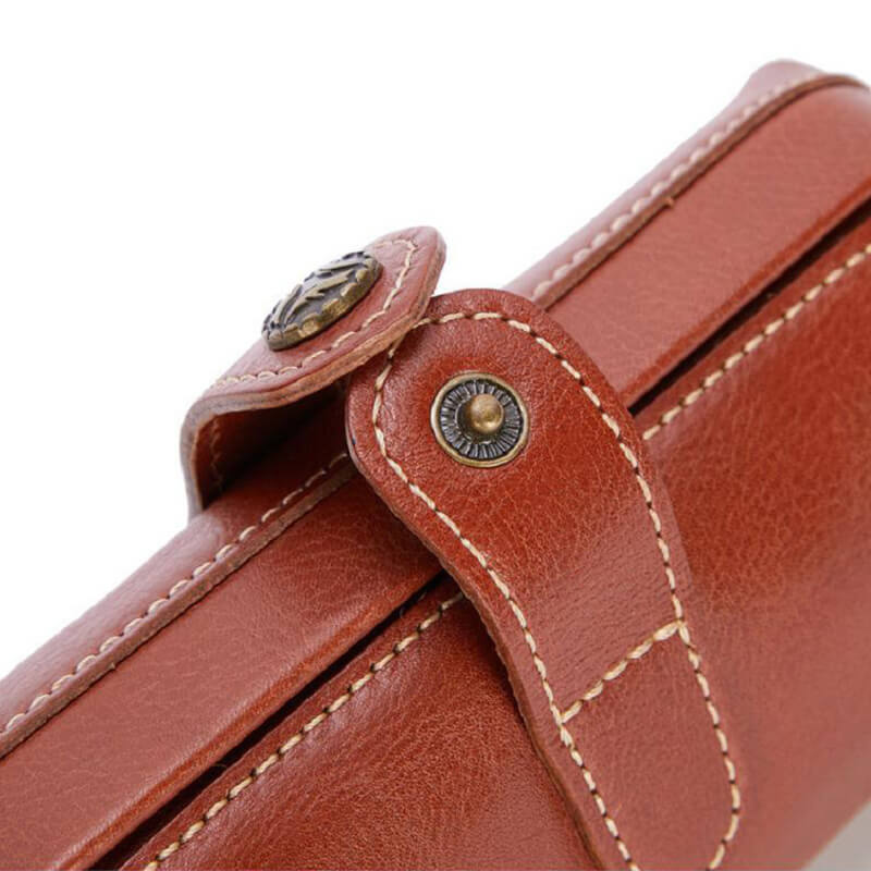 Damen Clutch Leder mit Metallrahmen Handtasche in 4 Farben
