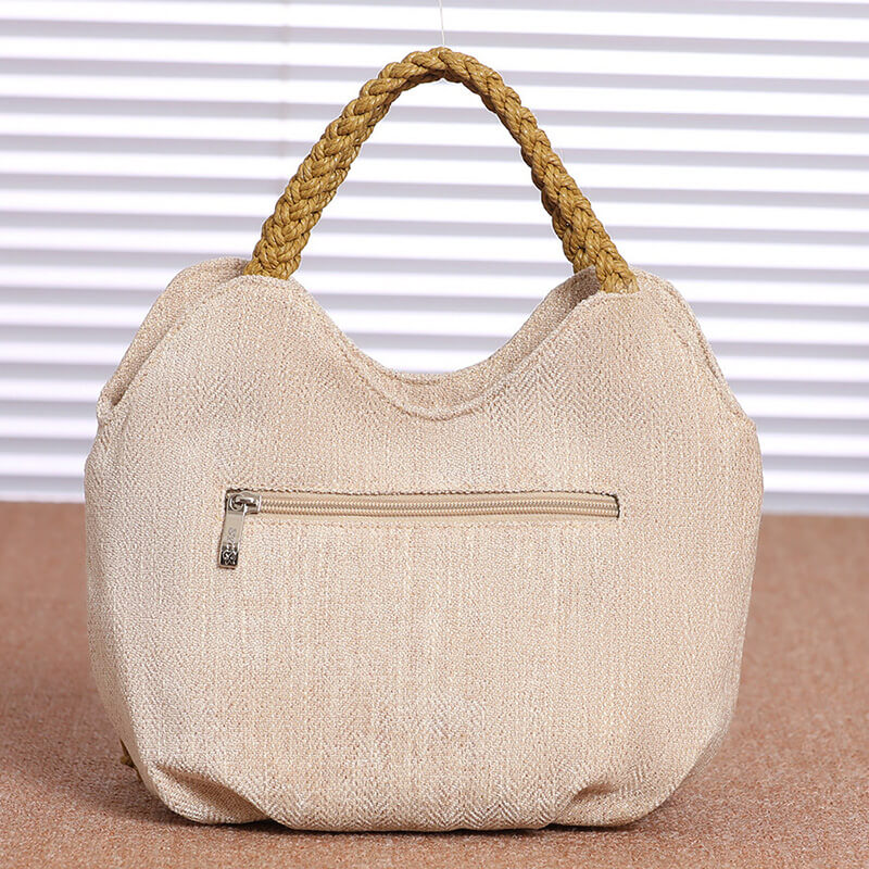 Damen Handtasche Canvas weiß mit Blumen für Freizeit