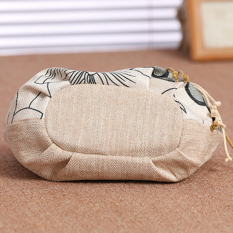 Damen Handtasche Canvas weiß mit Blumen für Freizeit