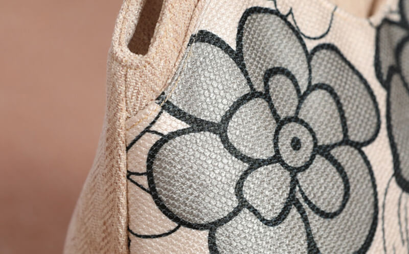 Damen Handtasche Canvas weiß mit Blumen für Freizeit