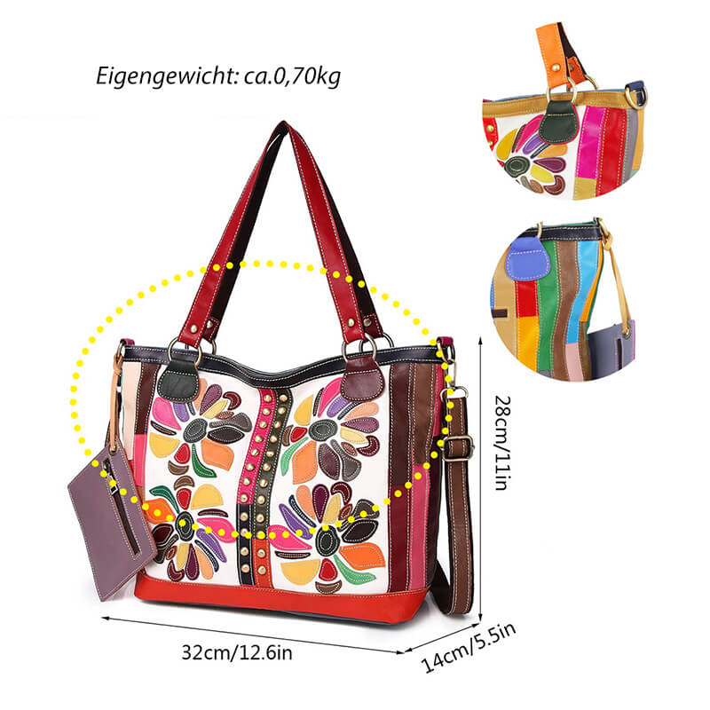 schultertasche damen leder bunt