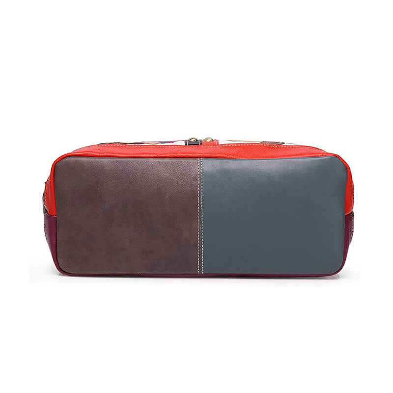 Damen Handtasche Leder bunt Schultertasche mit Blumen und Nieten