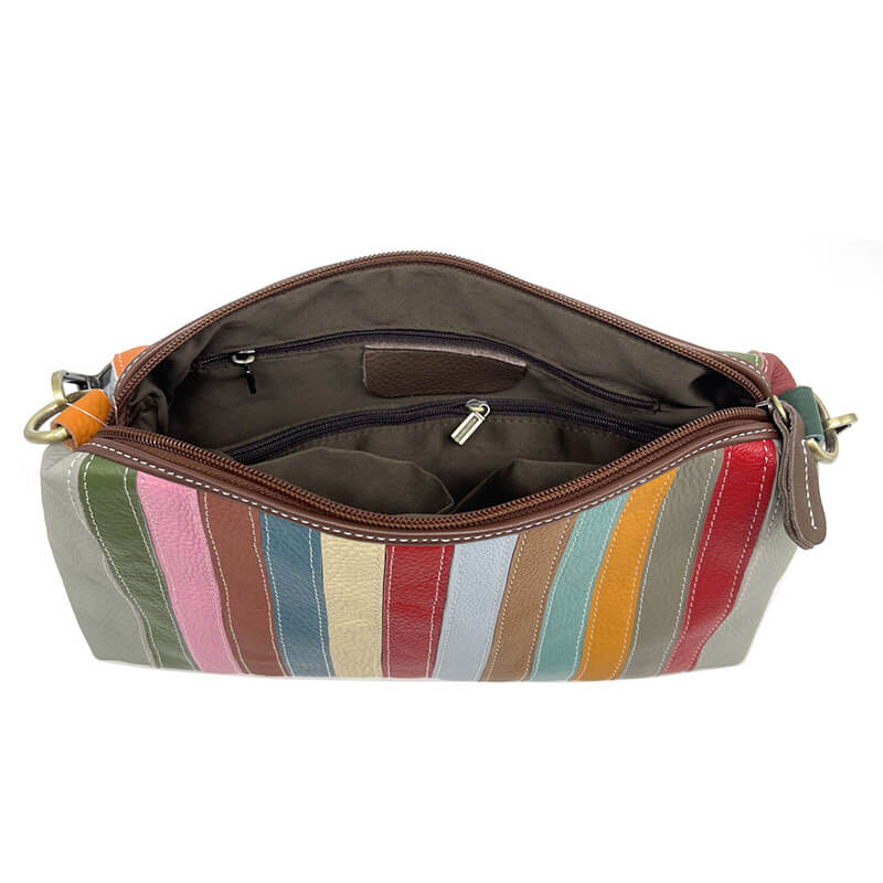 Damen Handtasche Leder bunt Schultertasche Umhängetasche Patchwork