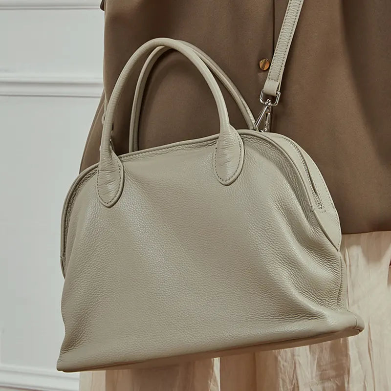 damen handtasche leder grau