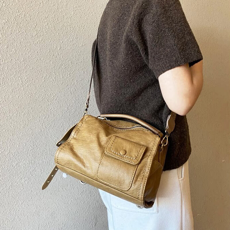 umhängetasche damen braun leder