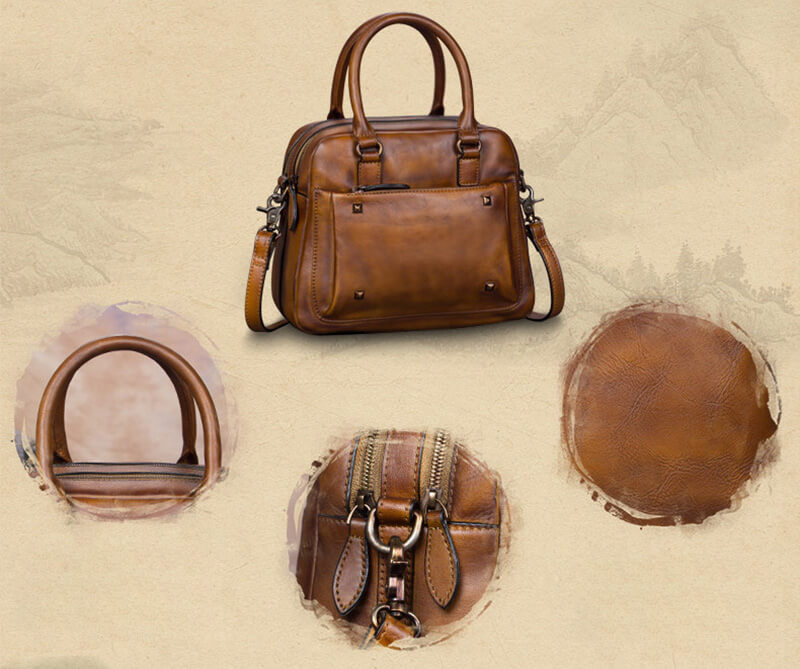 Damen Handtasche Vintage Leder Umhängetasche in 6 Farben