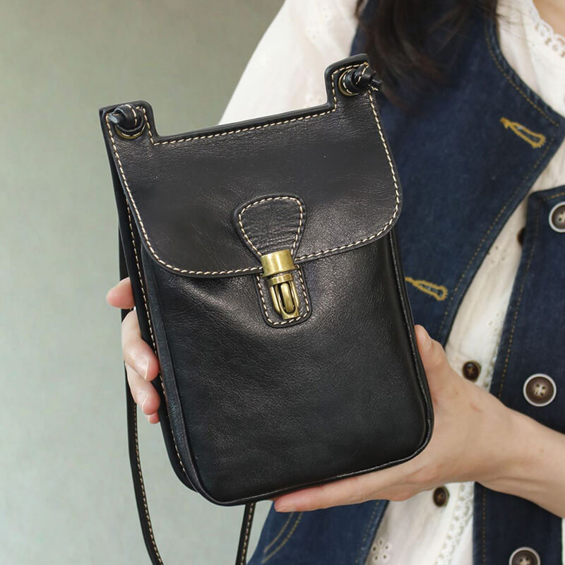 handytasche damen leder schwarz