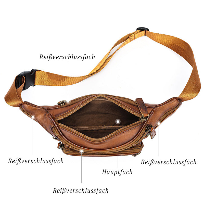 Damen Hüfttasche Leder Vintage Bauchtasche Brusttasche braun