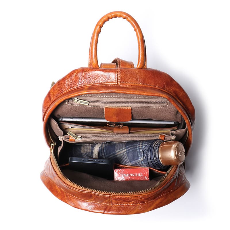 Damen Lederrucksack City Rucksack klein Alltag in 3 Farben