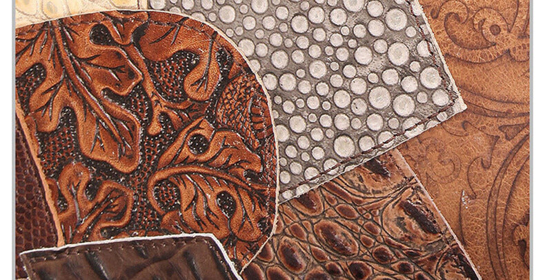 Damen Patchwork Rucksack Leder bunt Vintage Lederrucksack Frauen Alltag