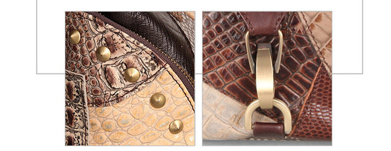 Damen Patchwork Rucksack Leder bunt Vintage Lederrucksack Frauen Alltag