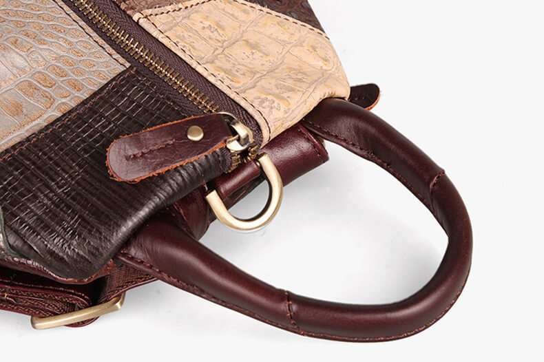 Damen Patchwork Rucksack Leder bunt Vintage Lederrucksack Frauen Alltag