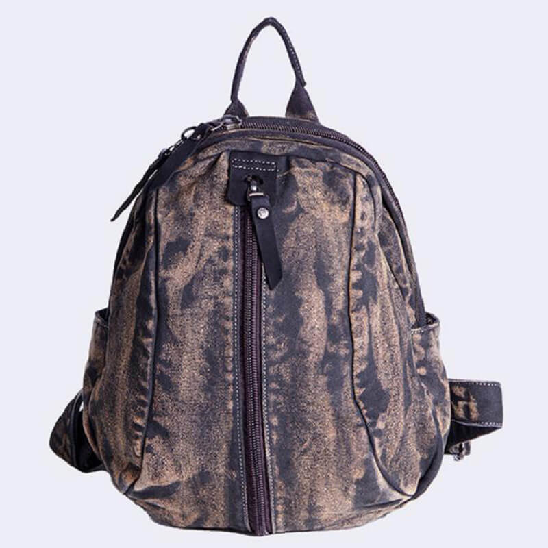 Damen Rucksack Canvas Vintage mit Reißverschluss für Alltag
