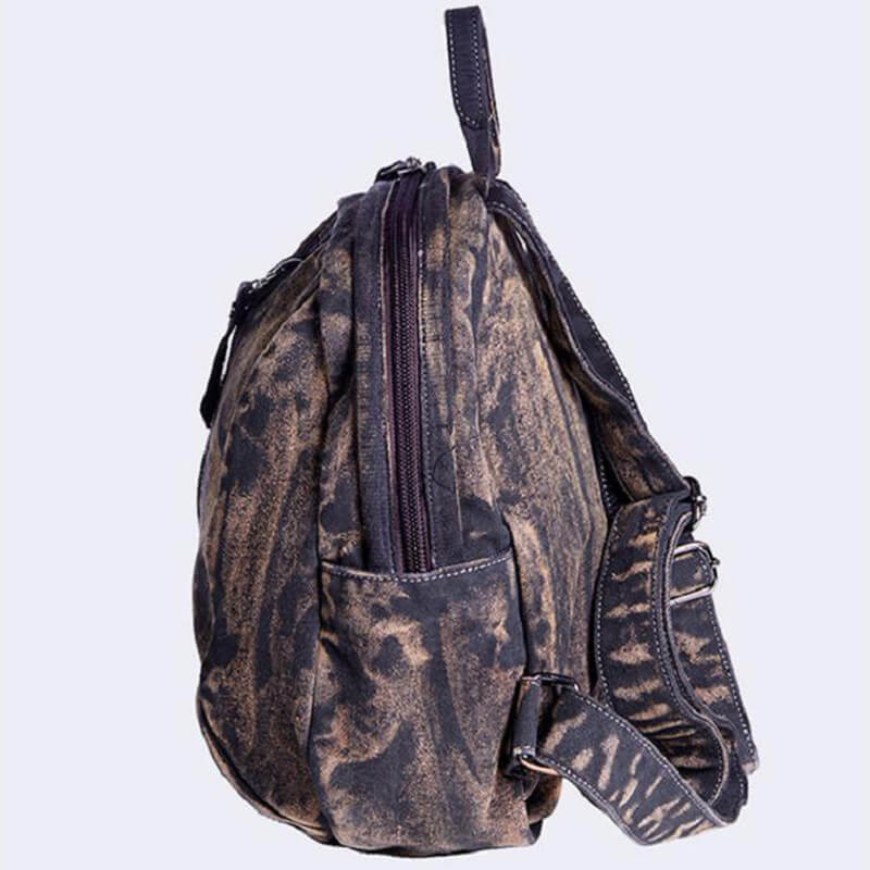 Damen Rucksack Canvas Vintage mit Reißverschluss für Alltag