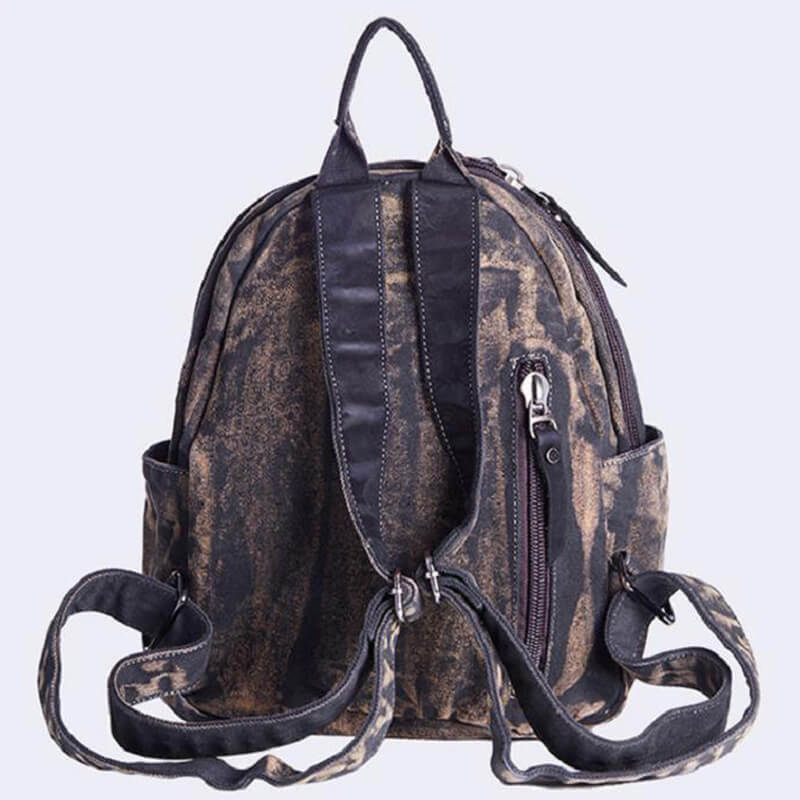 Damen Rucksack Canvas Vintage mit Reißverschluss für Alltag