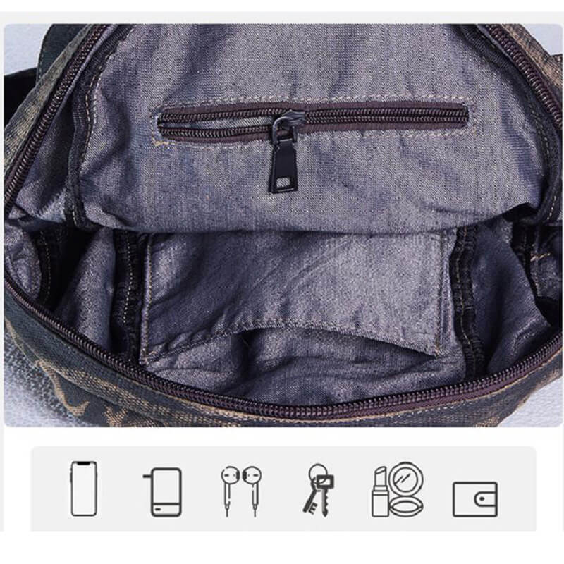 Damen Rucksack Canvas Vintage mit Reißverschluss für Alltag