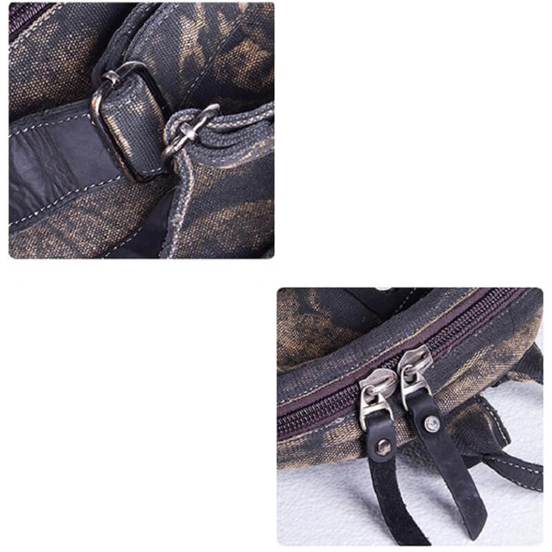 Damen Rucksack Canvas Vintage mit Reißverschluss für Alltag