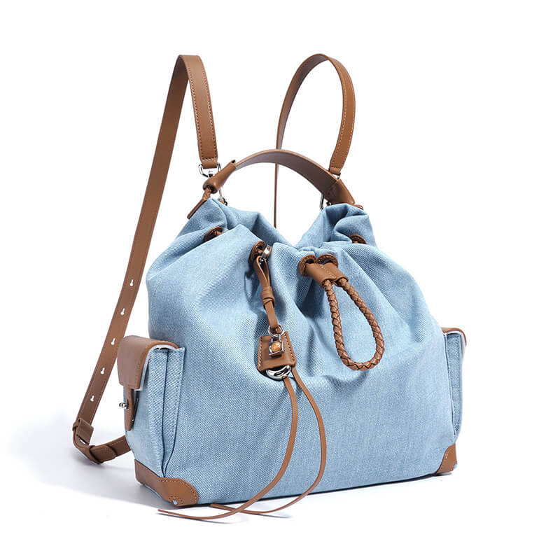 Damen Rucksack Denim mit Griff Kordelzug in 4 Farben