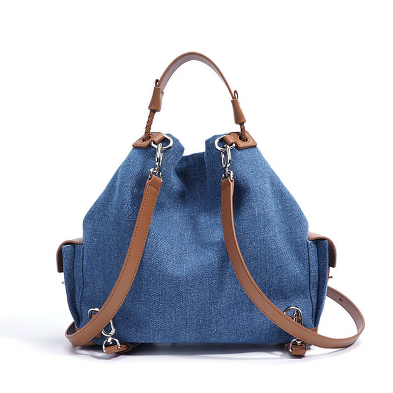 Damen Rucksack Denim mit Griff Kordelzug in 4 Farben