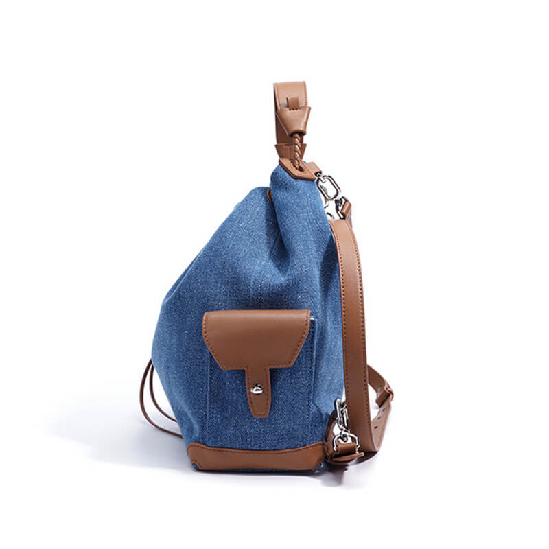 Damen Rucksack Denim mit Griff Kordelzug in 4 Farben