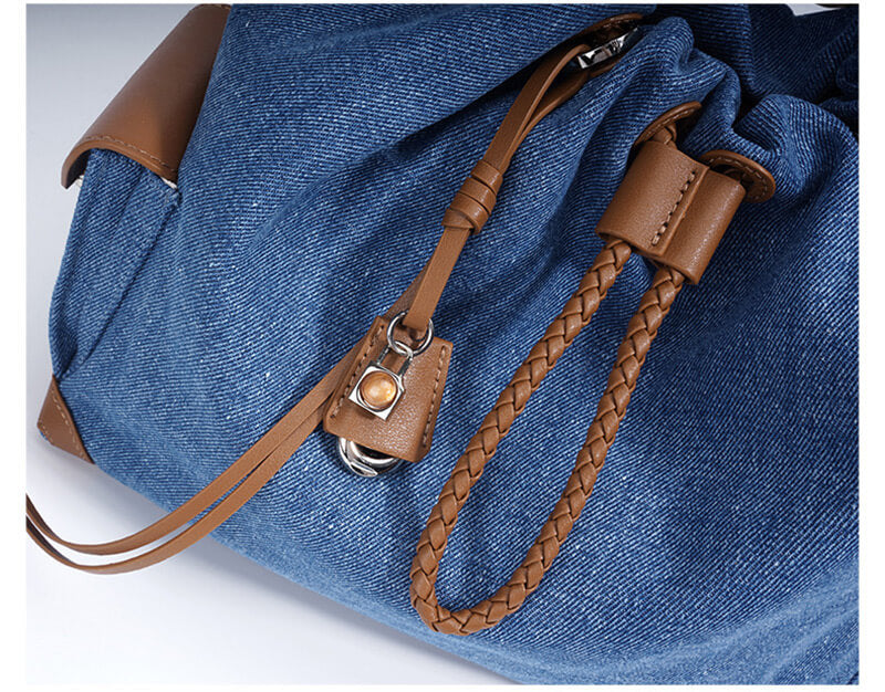 Damen Rucksack Denim mit Griff Kordelzug in 4 Farben