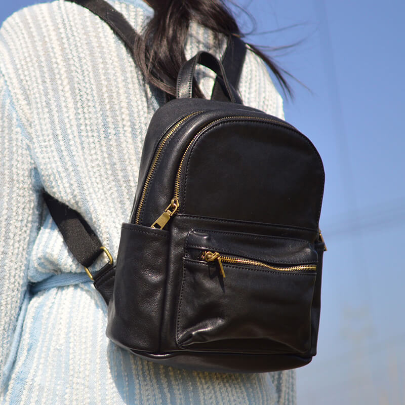 damen rucksack schwarz leder