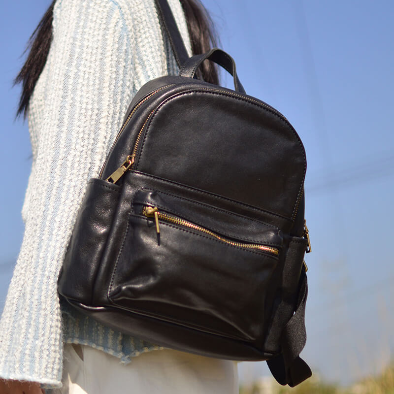cityrucksack damen leder schwarz