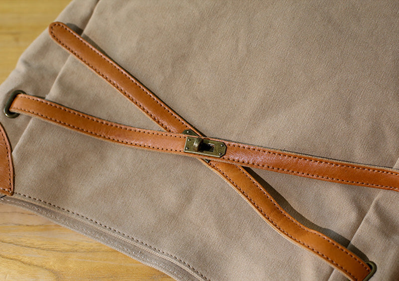 Damen Schultertasche Canvas und Leder für Freizeit in 3 Farben