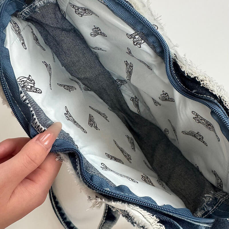 Damen Schultertasche Denim in Herzform Umhängetasche für Freizeit