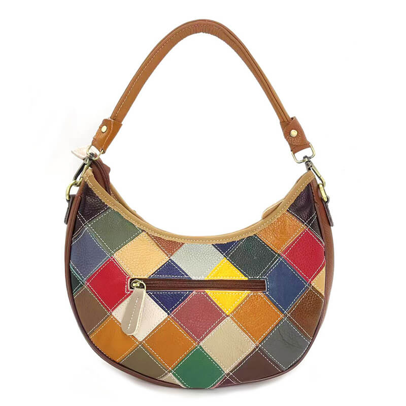 Damen Schultertasche Leder bunt Umhängetasche Frauen mit Blumen