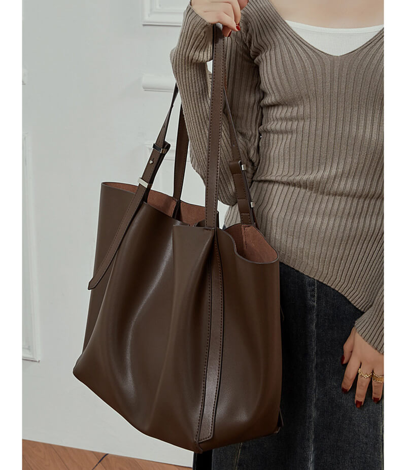 Damen Schultertasche Leder groß Tote Tasche mit kleine Innentasche