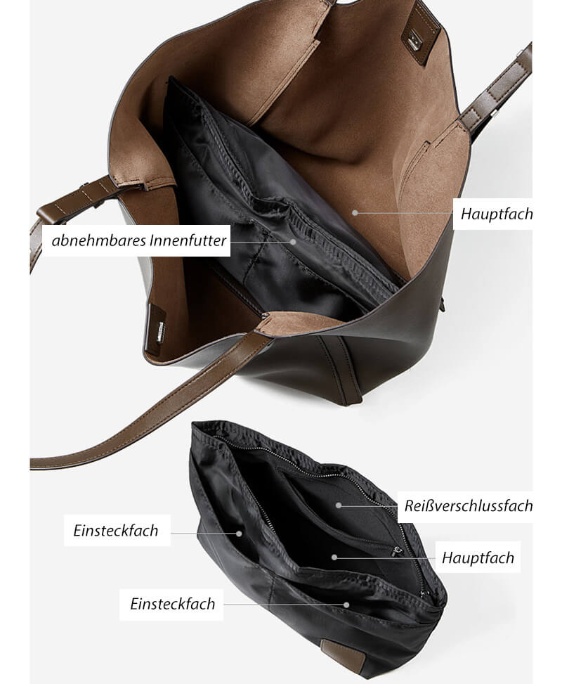 Damen Schultertasche Leder groß Tote Tasche mit kleine Innentasche