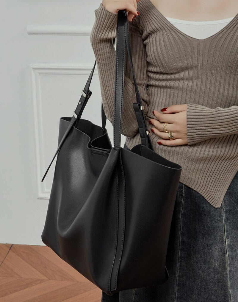 leder schultertasche schwarz