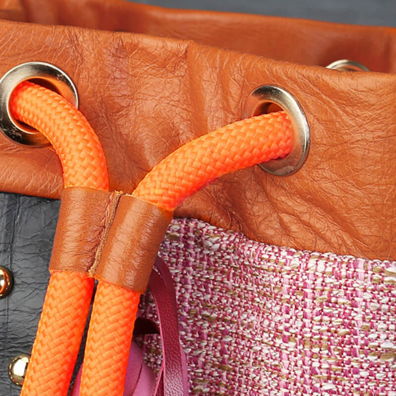 Damen Schultertasche Leder und Stoff Vintage Umhängetasche mit Quasten
