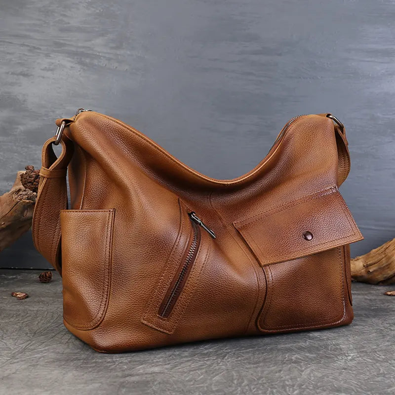 schultertasche damen braun leder