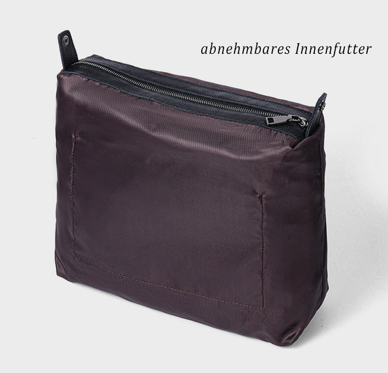 Damen Schultertasche schwarz Leder mit geprägten Buchstaben