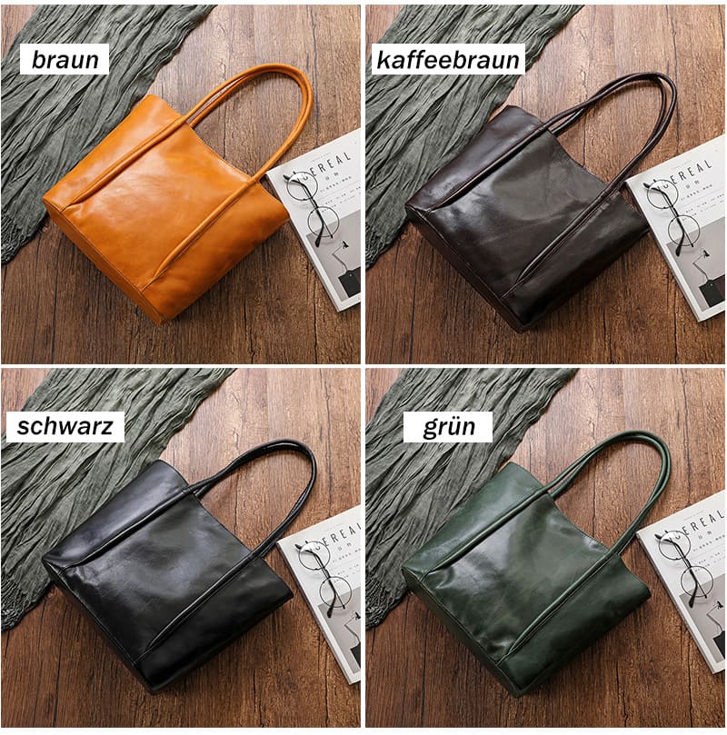 Damen Schultertasche Vintage Leder Tote bag Mittelgroß