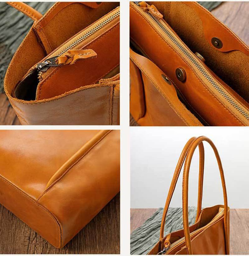 Damen Schultertasche Vintage Leder Tote bag Mittelgroß