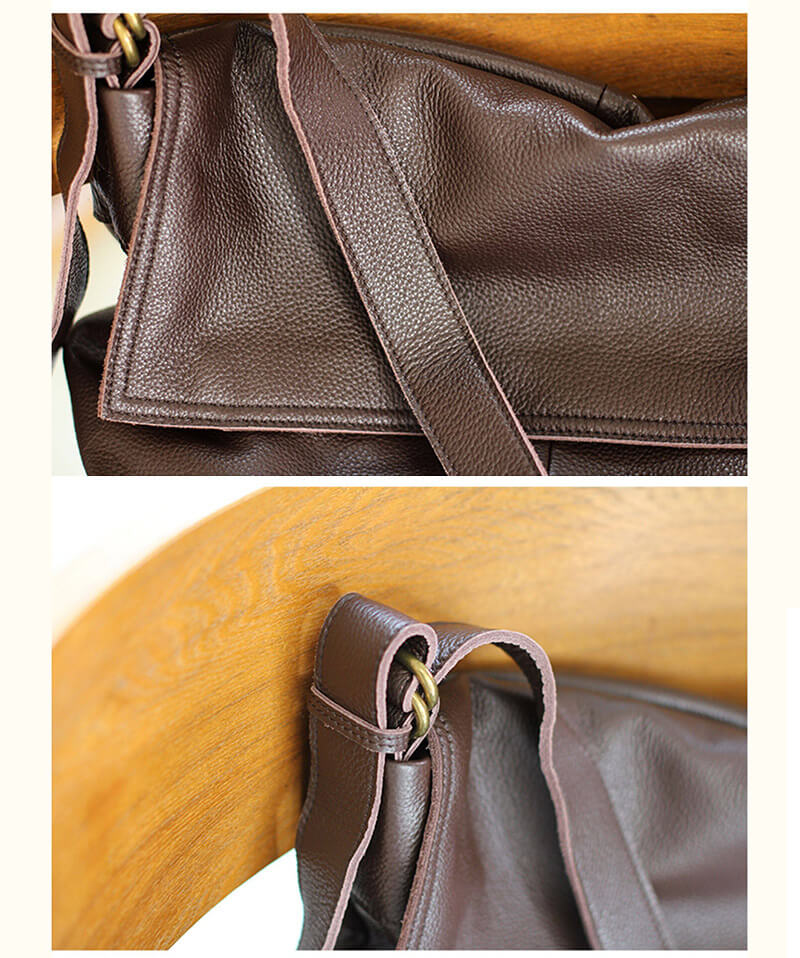 Damen Schultertasche weiches Leder Umhängetasche Vintage in Schwarz und Kaffeebraun