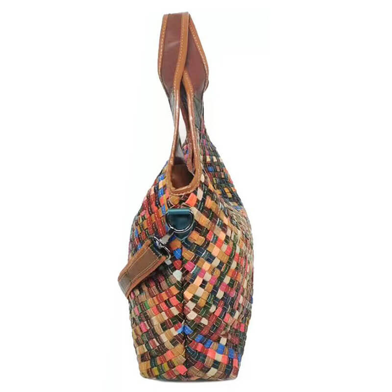 Damen Tasche Leder geflochten Schultertasche Frauen bunt