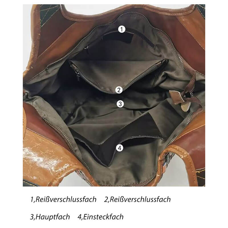 Damen Tasche Leder geflochten Schultertasche Frauen bunt