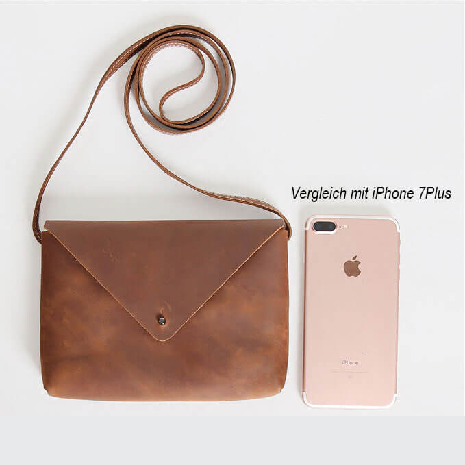 Damen Umhängetasche schlicht echt Leder einfach in 2 Farben