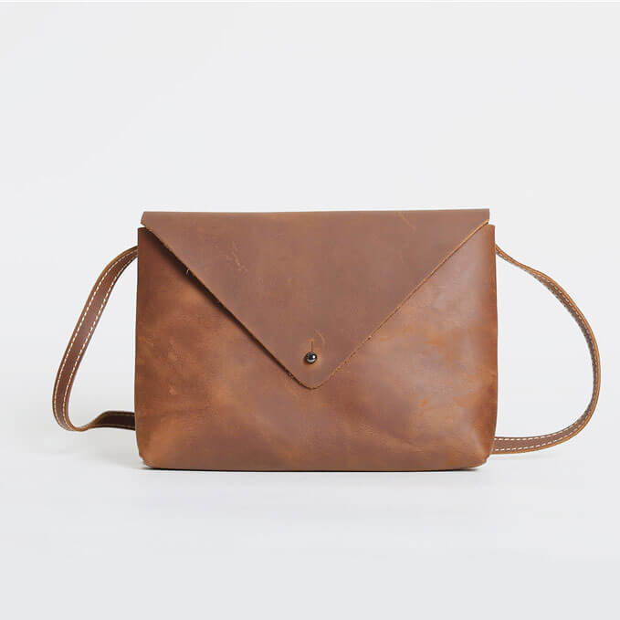 Damen Umhängetasche schlicht echt Leder einfach in 2 Farben