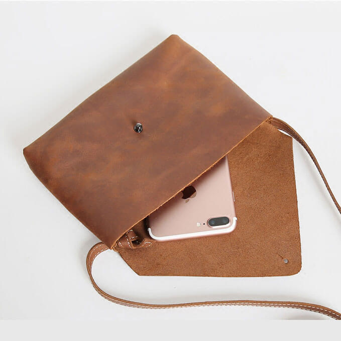 Damen Umhängetasche schlicht echt Leder einfach in 2 Farben