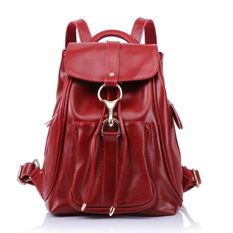 damen lederrucksack rot